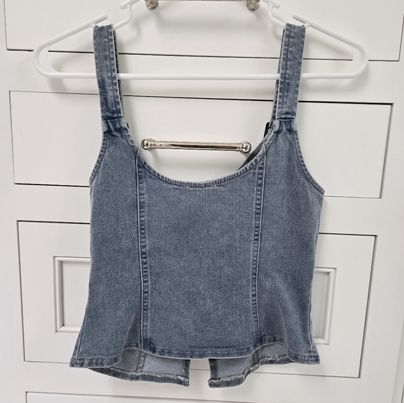 Denim Zip-Up Corset Top - Picture 4 of 4